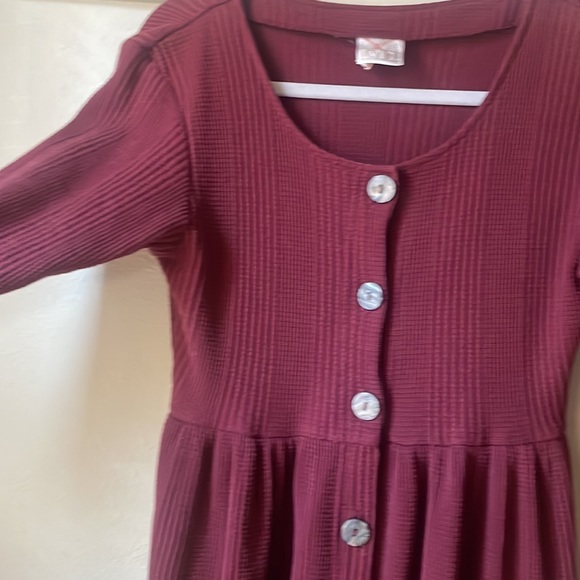 Vintage Moda Int’l red waffle knit button down mini dress with long sleeves - Picture 4 of 7